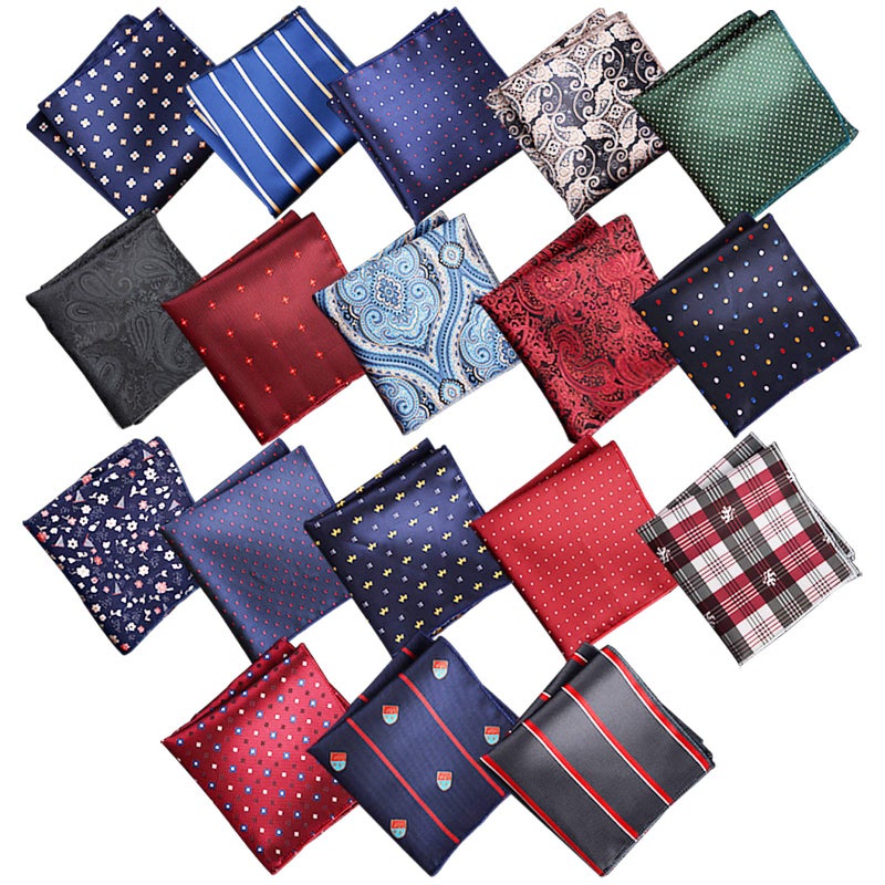 Aulufft Pocket Square Handkerchief 18 Pack Men's Handkerchief,Silk Pocket Squares Sets Vintage Hankies For Men Wedding Multi-Color Hankerchief For Men - Image 1